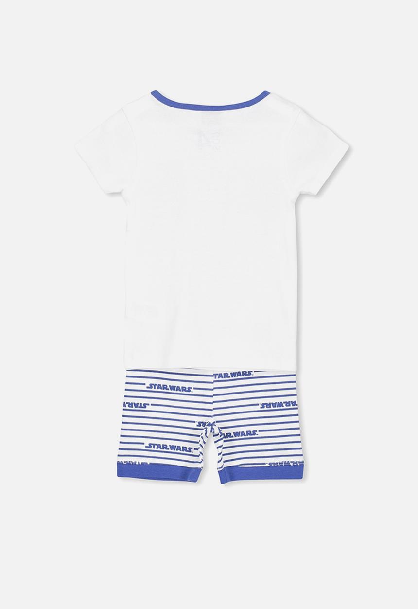 Cotton On - Joshua short sleeve pyjama  - white & blue 
