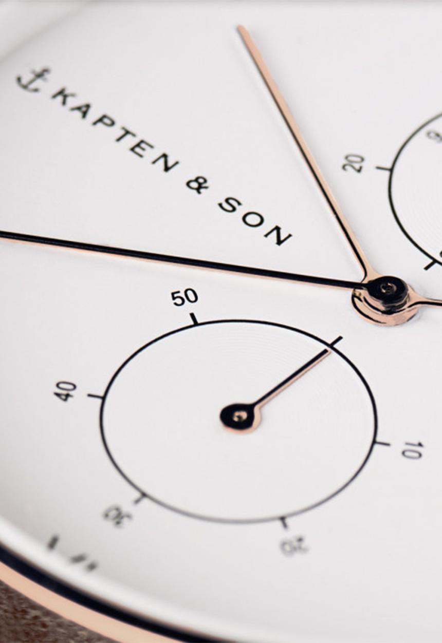Kapten & Son - Chrono leather watch- chrono sand woven leather