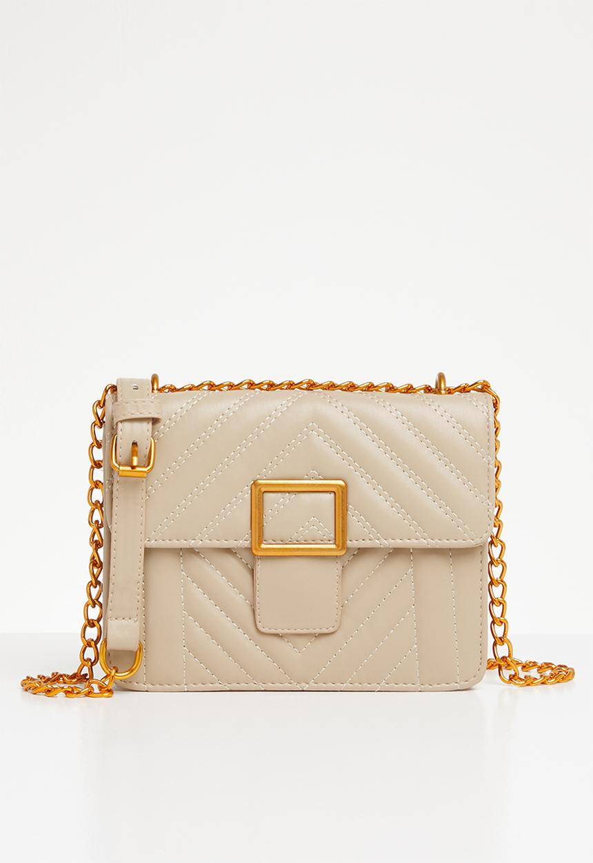 BLACKCHERRY - Quilt detail slingbag - cream