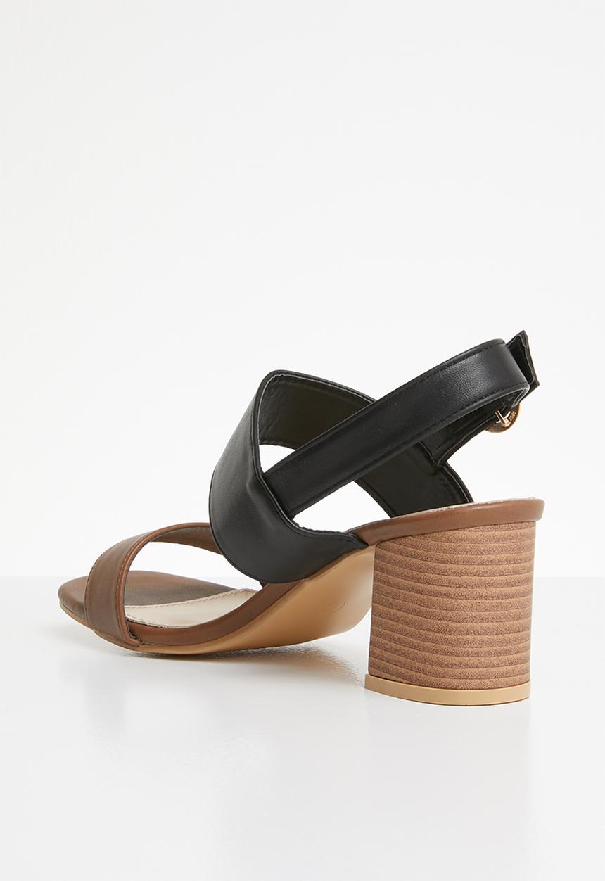STYLE REPUBLIC - Slingback block heels - brown & black