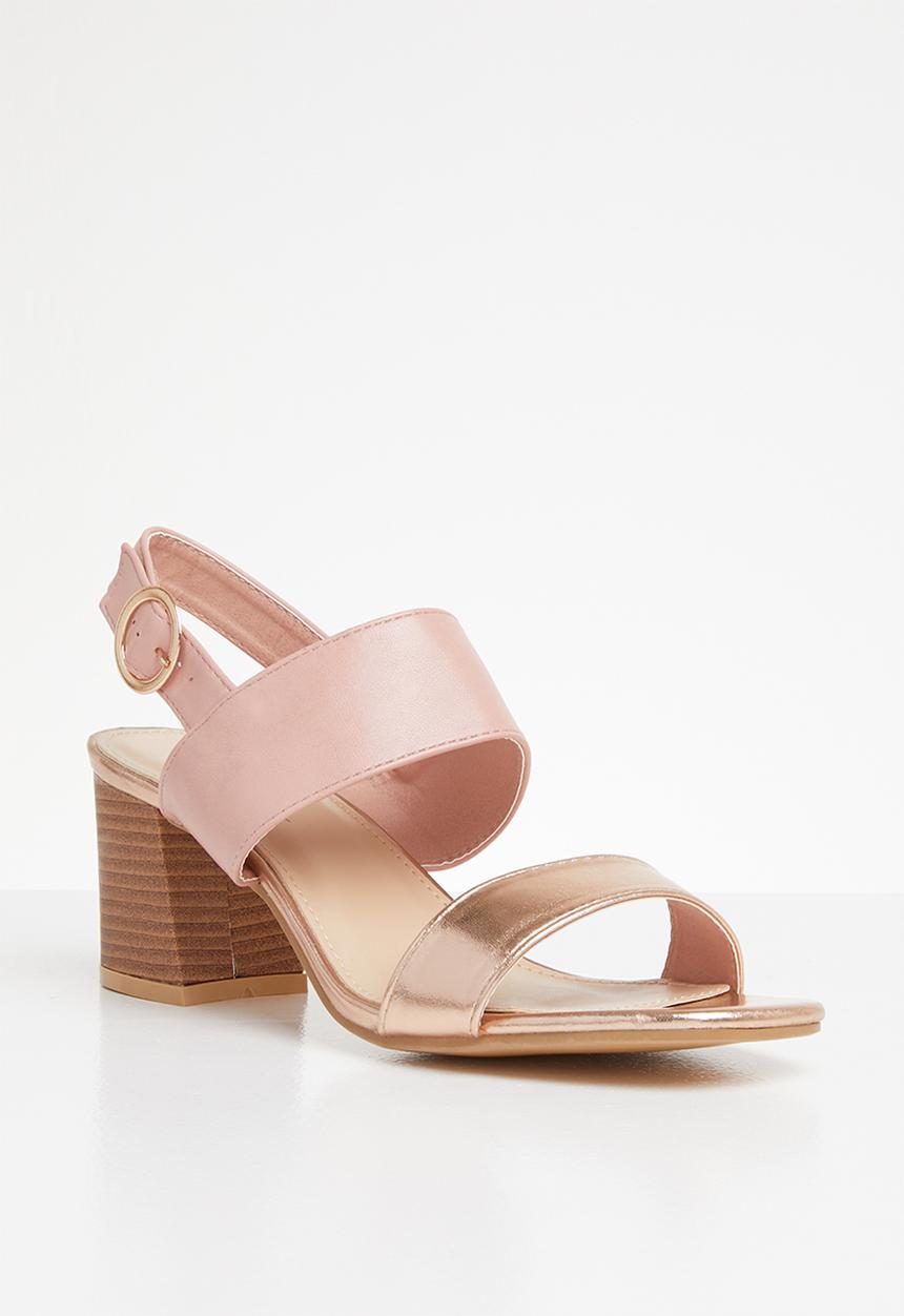 STYLE REPUBLIC - Slingback block heels - rose gold & pink