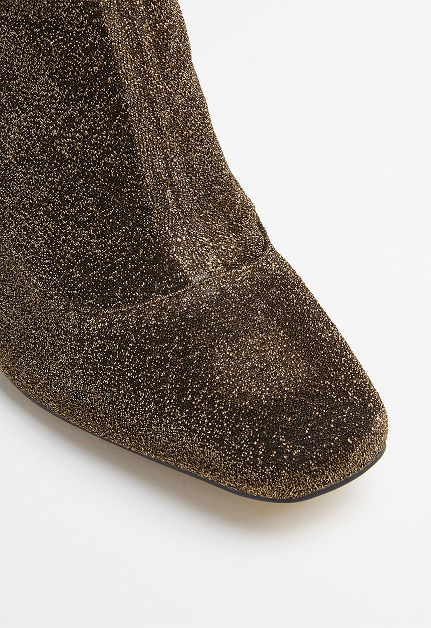 Missguided - Lurex square toe sock boot - bronze