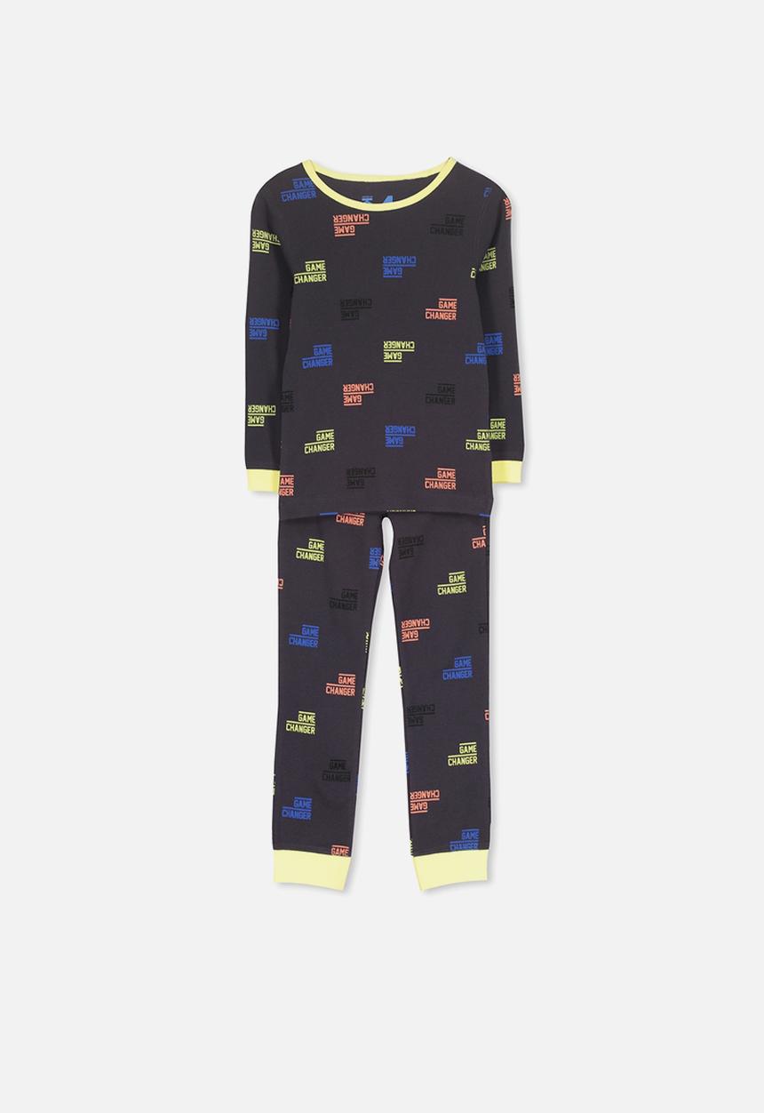 Cotton On - Harry boys long sleeve pyjama set - black 