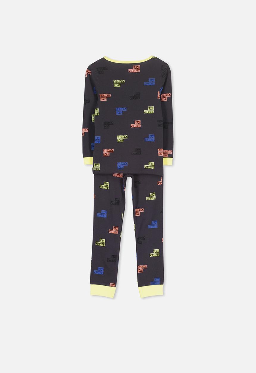 Cotton On - Harry boys long sleeve pyjama set - black 