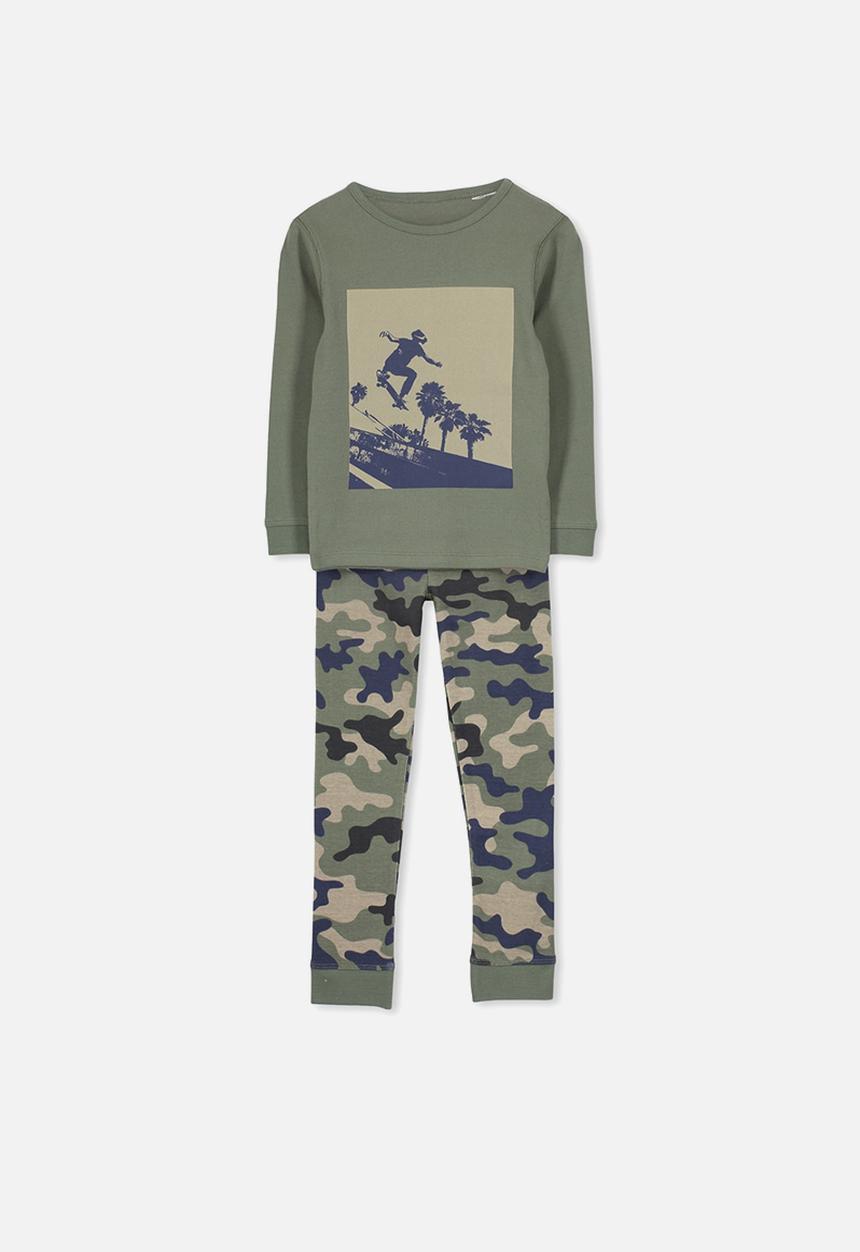 Cotton On - Harry boys long sleeve pyjama set - green 