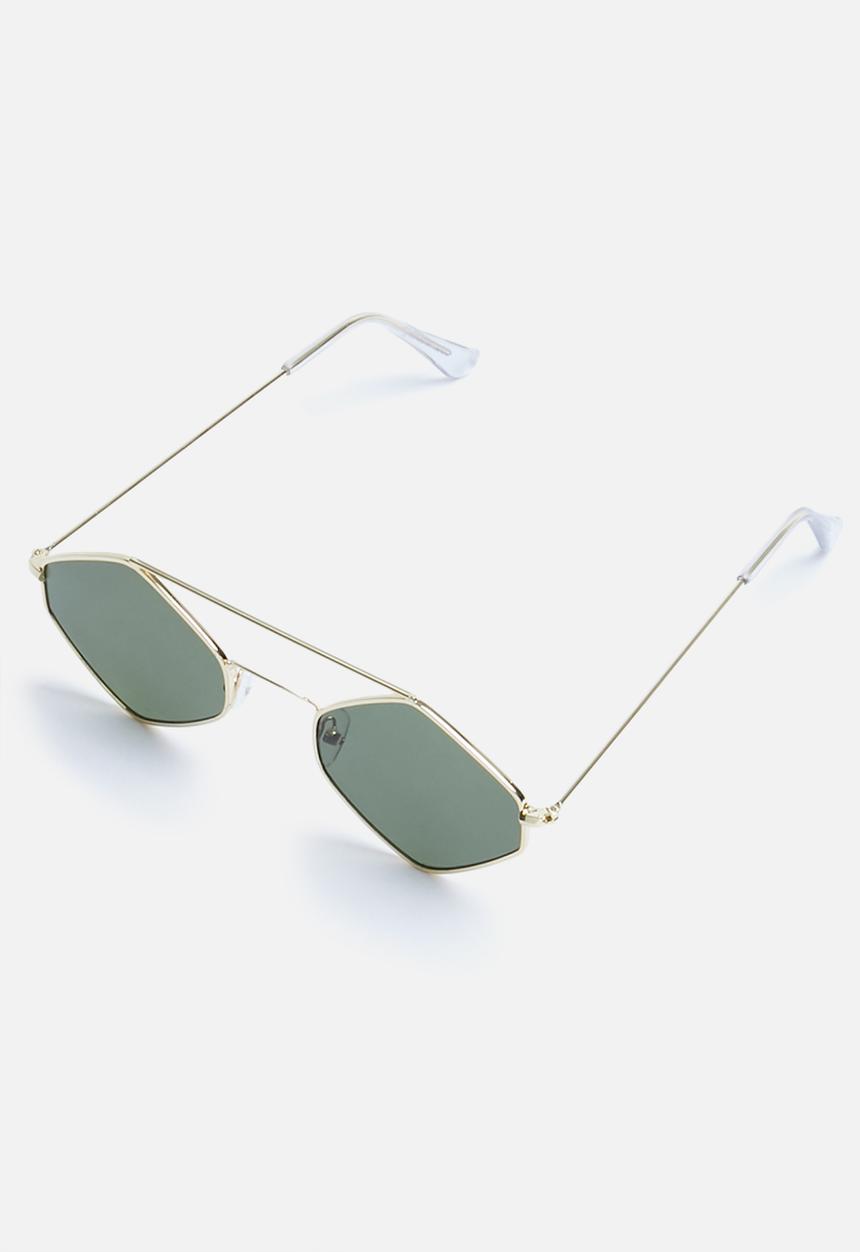 Superbalist - Poppy hexagon sunglasses- gold & green