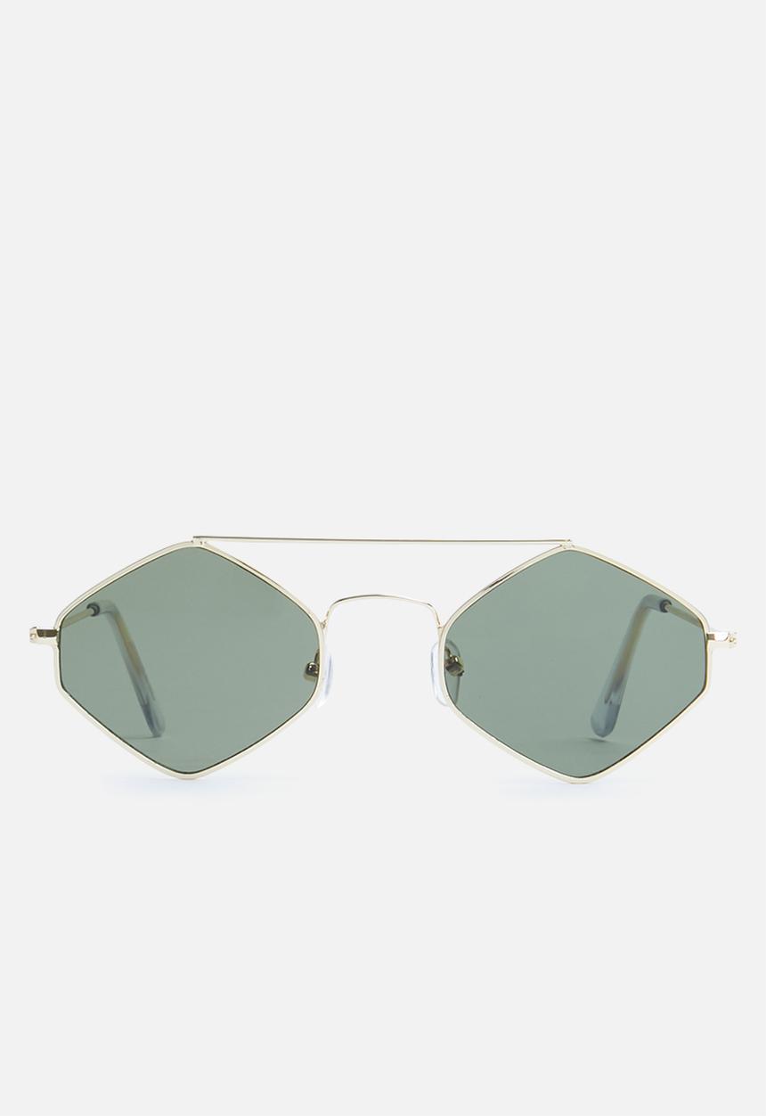 Superbalist - Poppy hexagon sunglasses- gold & green
