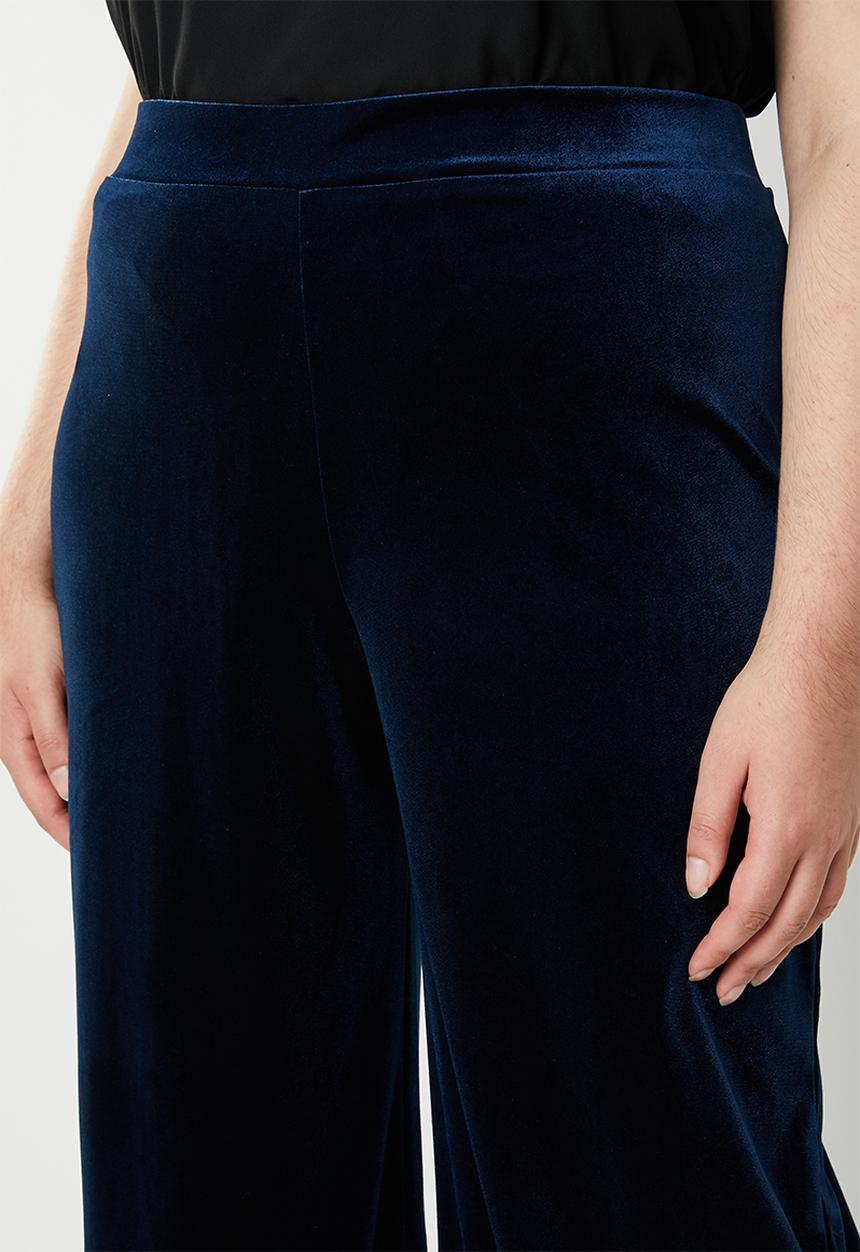 Missguided - Curve velvet wide leg trousers - navy 