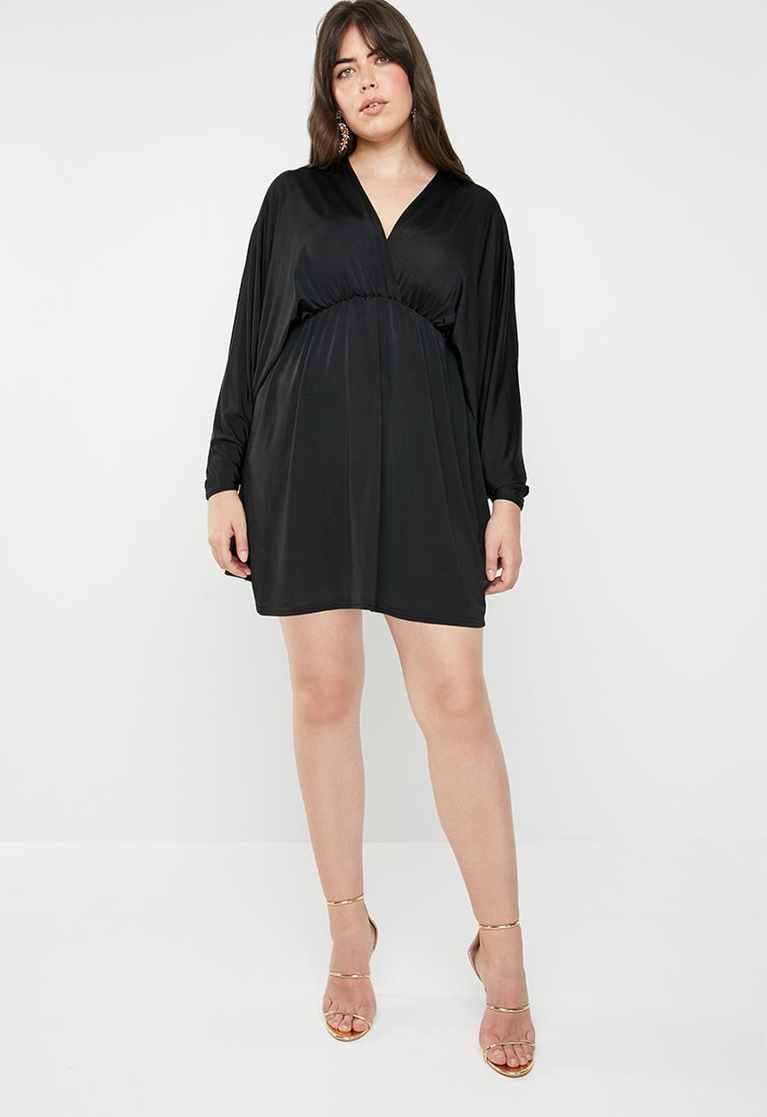 Missguided - Curve batwing slinky mini dress - black
