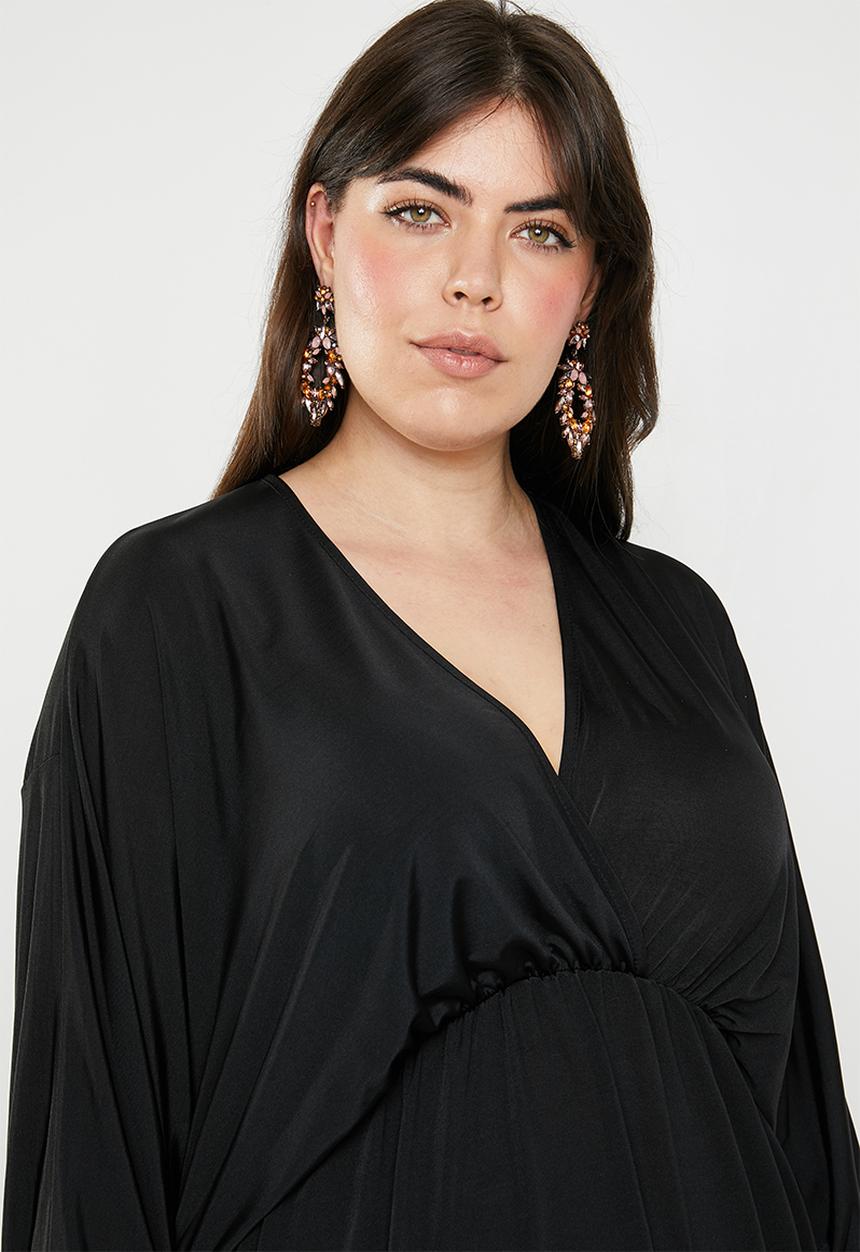 Missguided - Curve batwing slinky mini dress - black