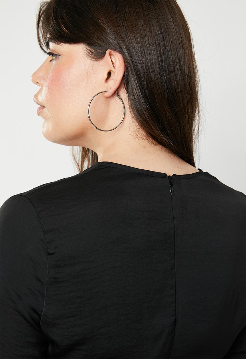 Missguided - Curve satin wrap over ruched side dress - black