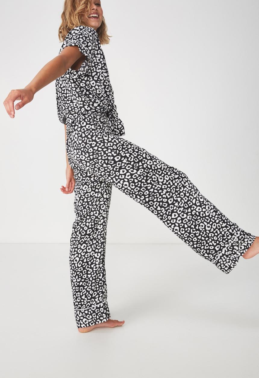 Cotton On - Satin pj pants - black & white