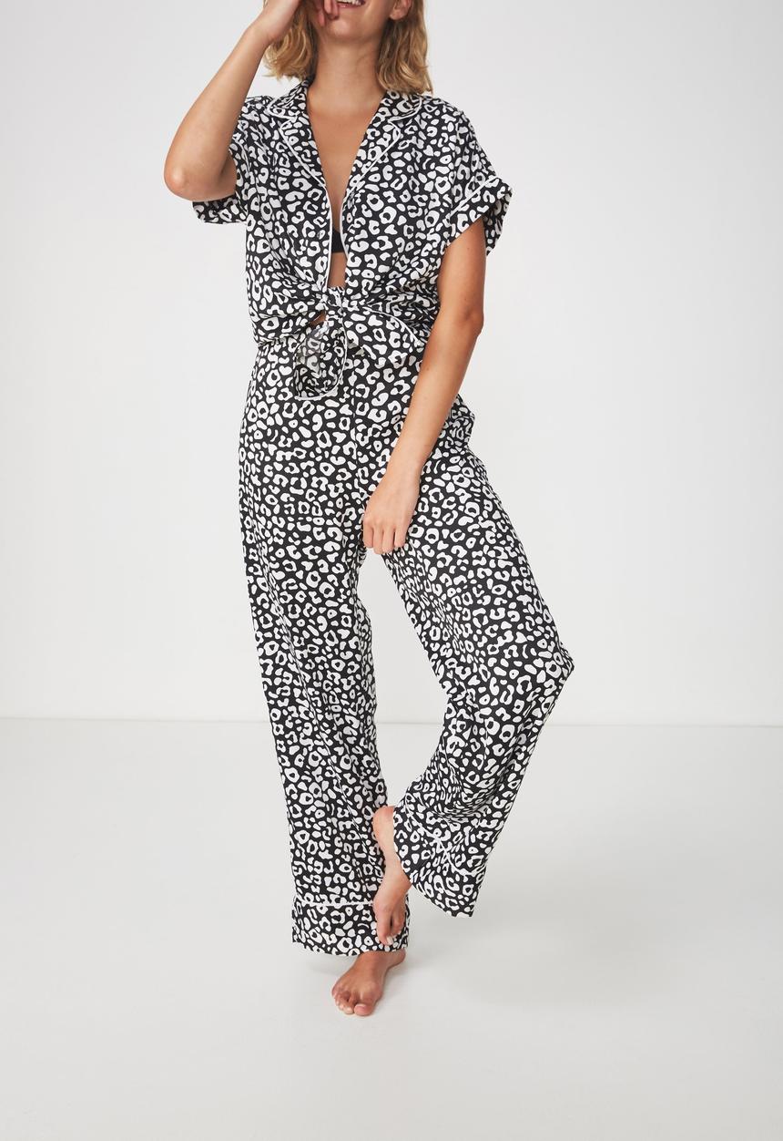 Cotton On - Satin pj pants - black & white