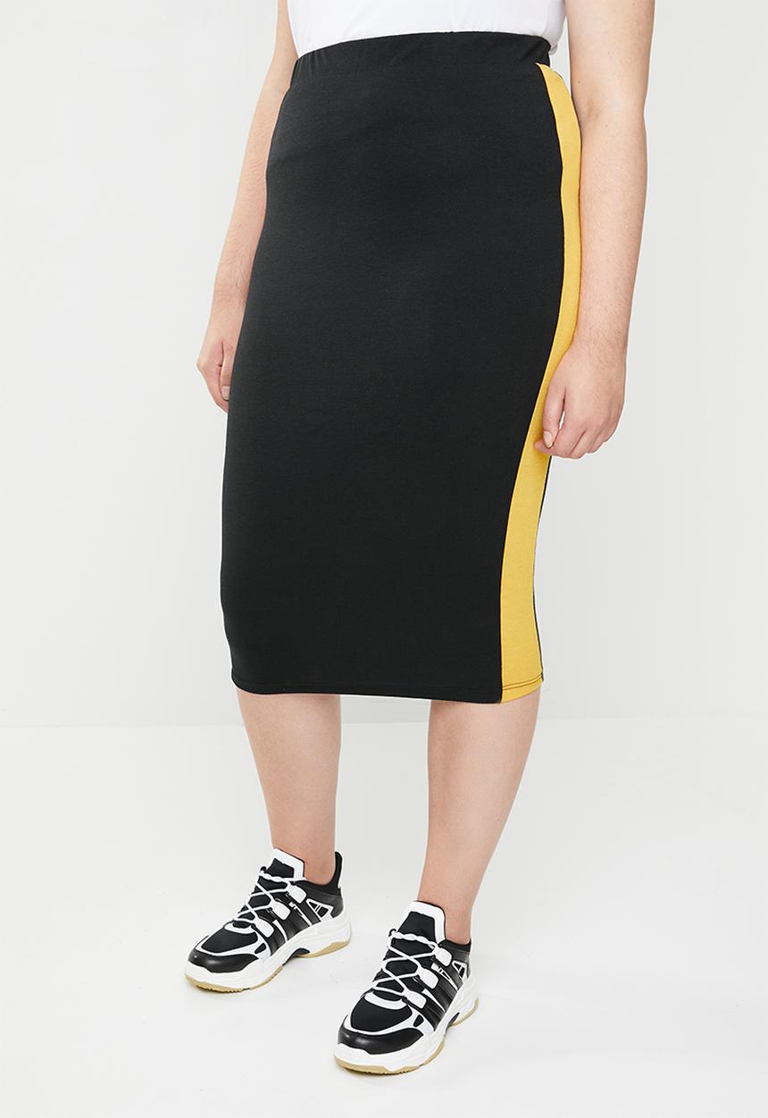 STYLE REPUBLIC PLUS - Racing stripe figure hugging skirt - black