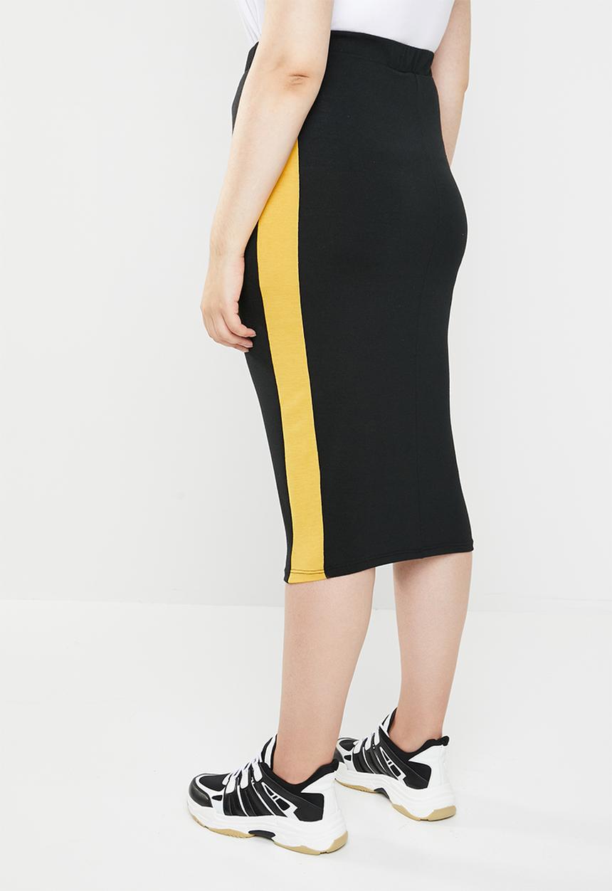 STYLE REPUBLIC PLUS - Racing stripe figure hugging skirt - black