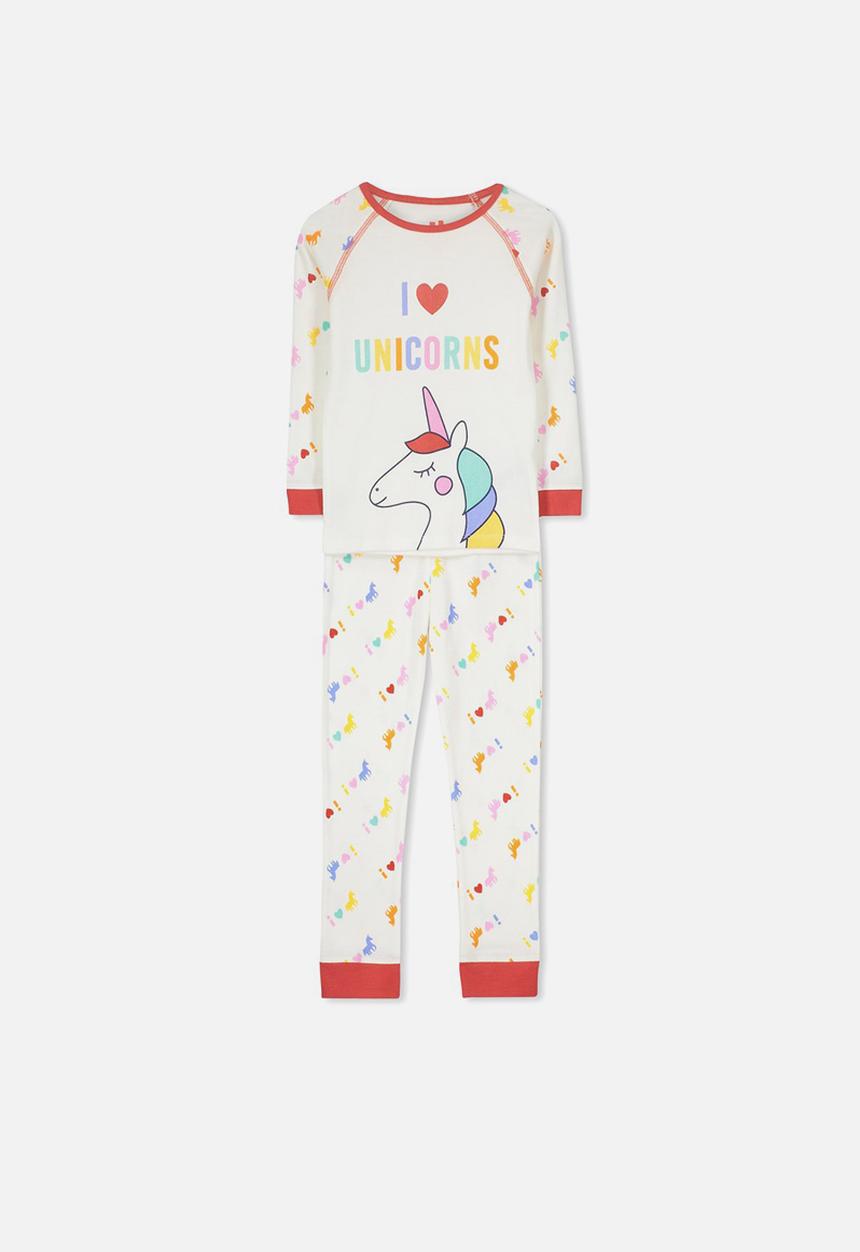 Cotton On - Heidi long sleeve Raglan pj - white & red 
