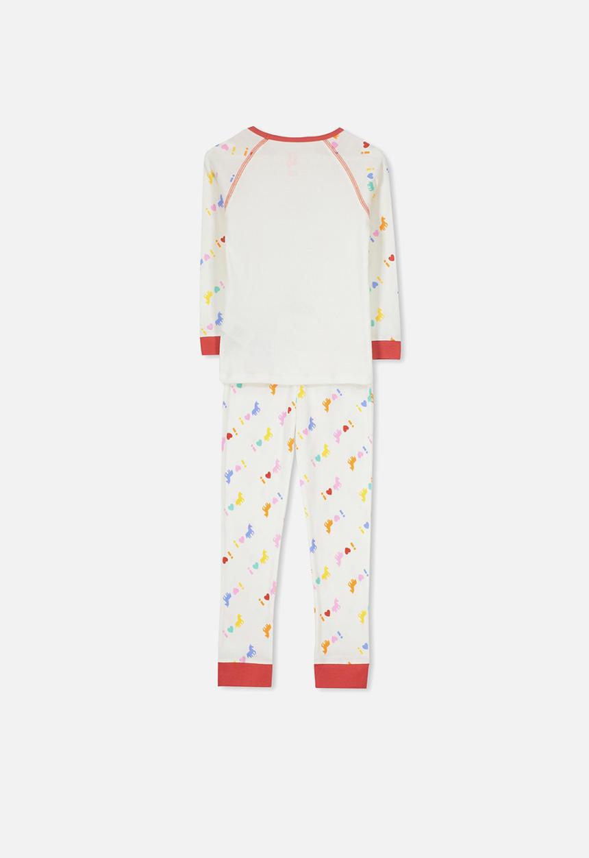Cotton On - Heidi long sleeve Raglan pj - white & red 