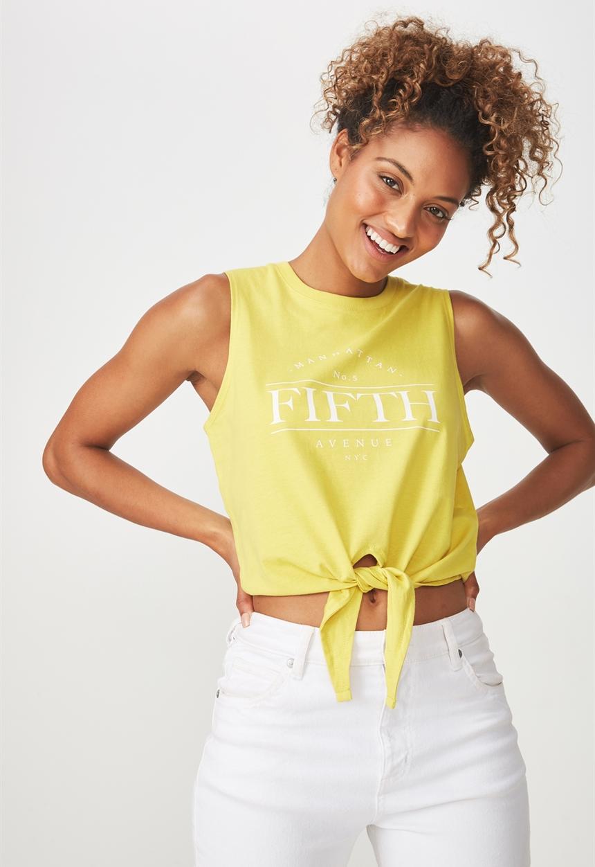 Cotton On - Tbar maeve tie front tank - yellow