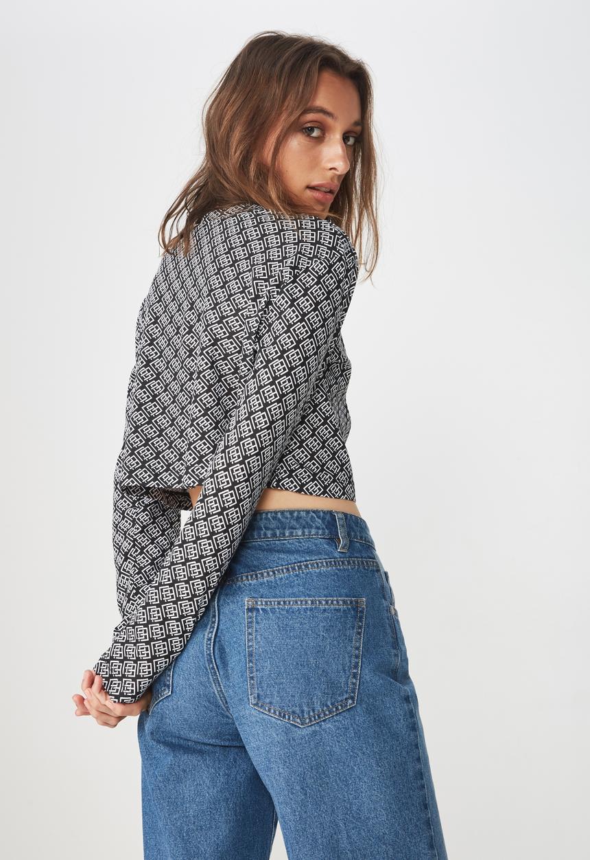 Cotton On - Tbar high graphic cropped tee - black