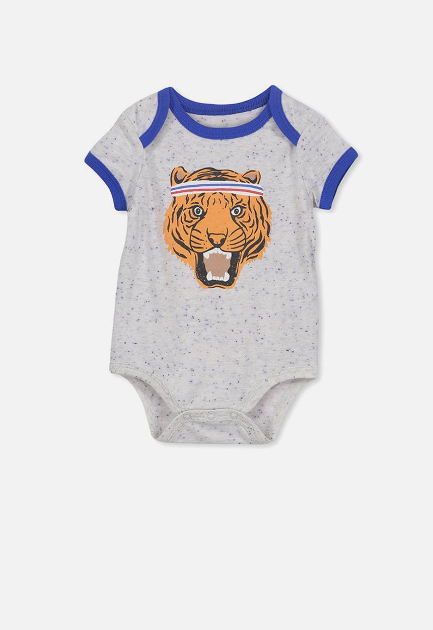 Cotton On - Mini short sleeve bubby-suit - grey & blue