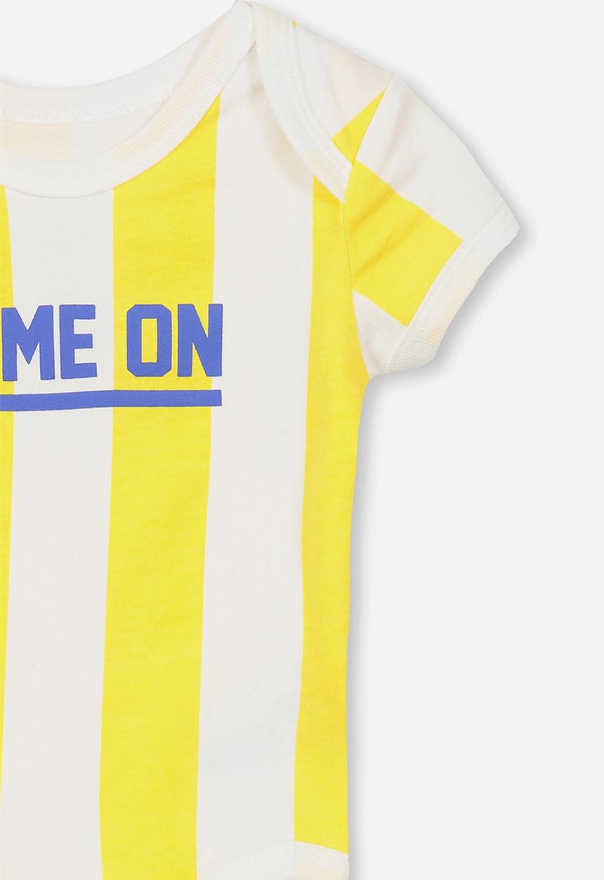 Cotton On - Mini short sleeve bubby-suit - white & yellow 