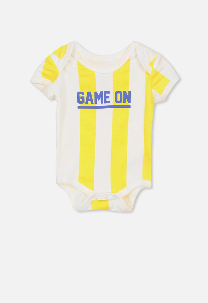 Cotton On - Mini short sleeve bubby-suit - white & yellow 