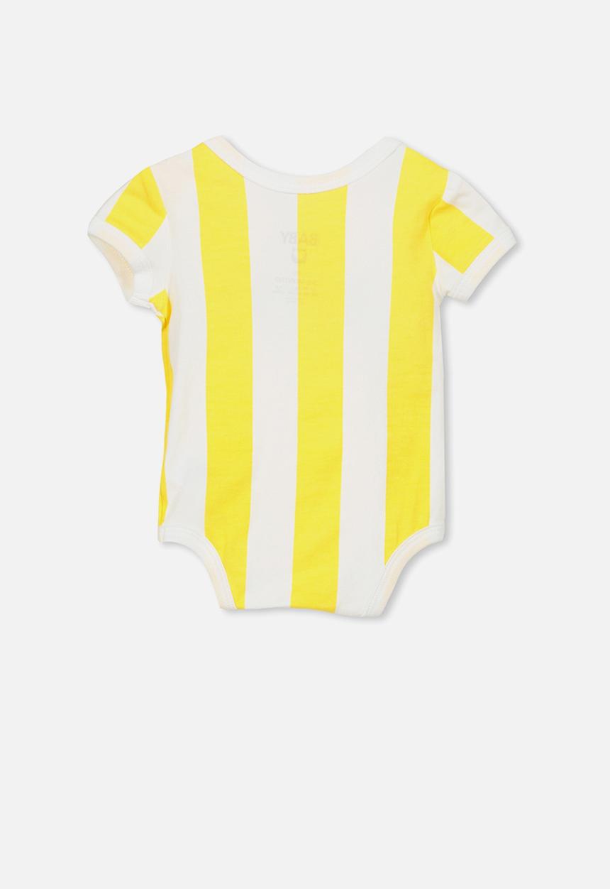 Cotton On - Mini short sleeve bubby-suit - white & yellow 