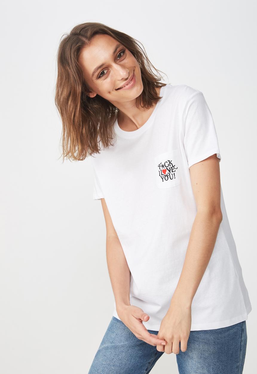 Cotton On - Tbar fox I love you graphic tee - white