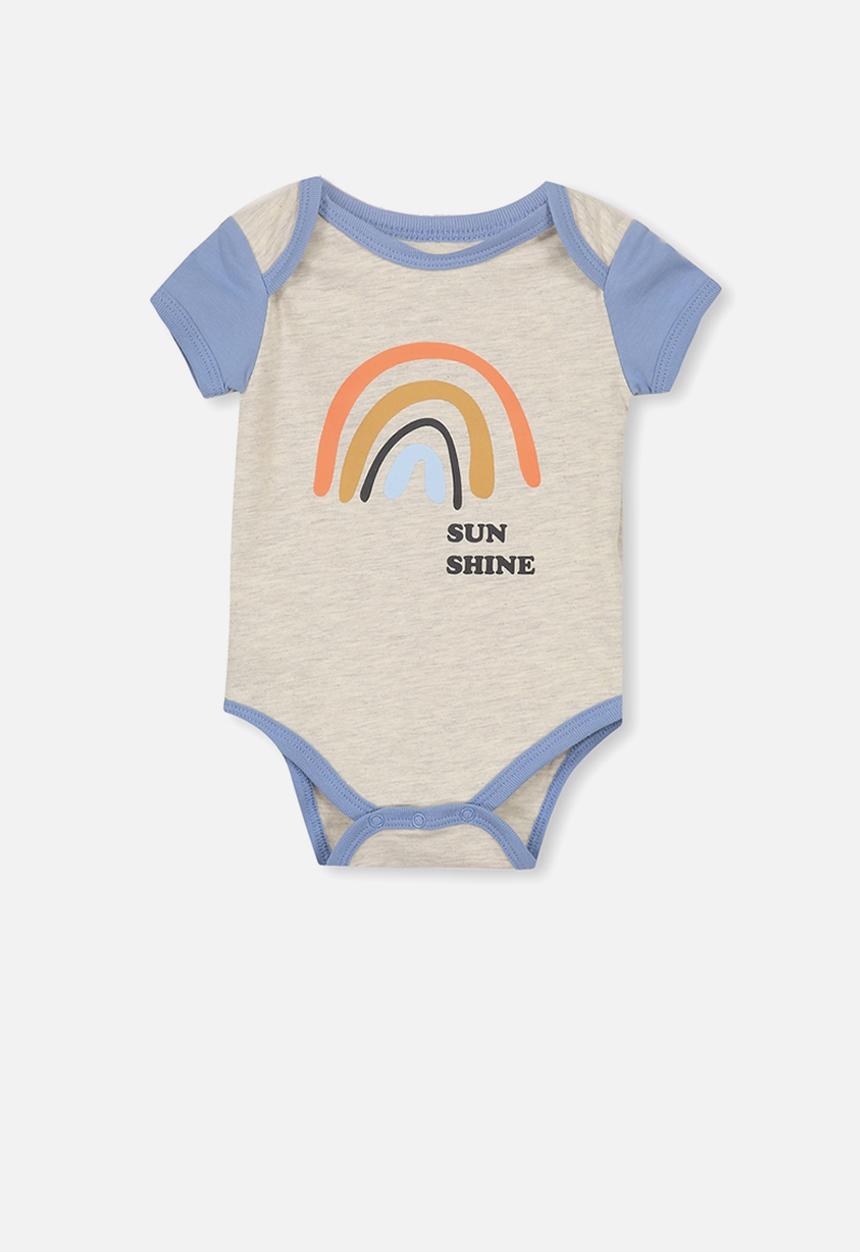 Cotton On - Mini short sleeve bubby-suit - grey & blue 