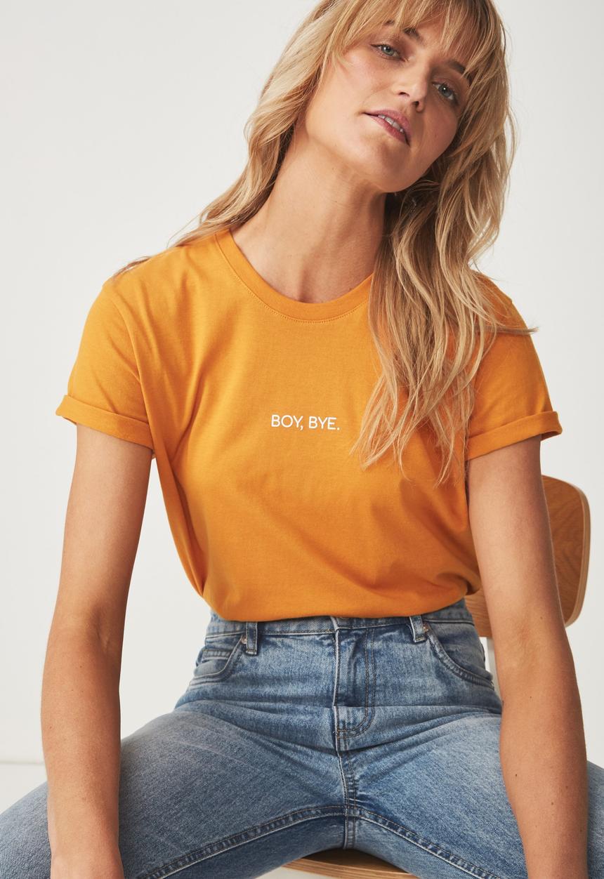 Cotton On - Tbar fox boy bye tee - orange