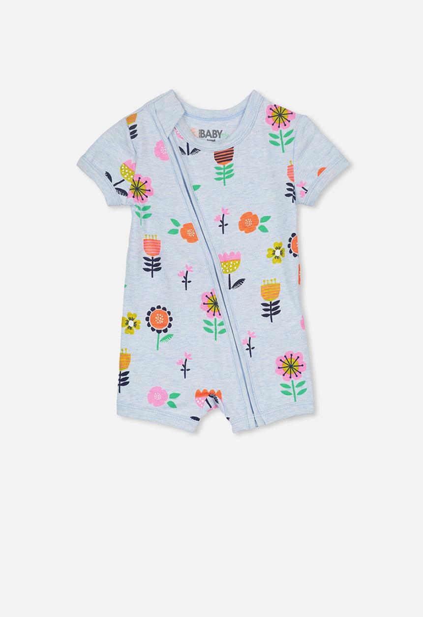 Cotton On - Mini ss zip through romper - blue