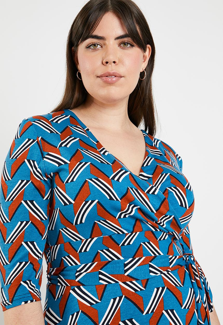 edit Plus - Mock wrap dress - multi