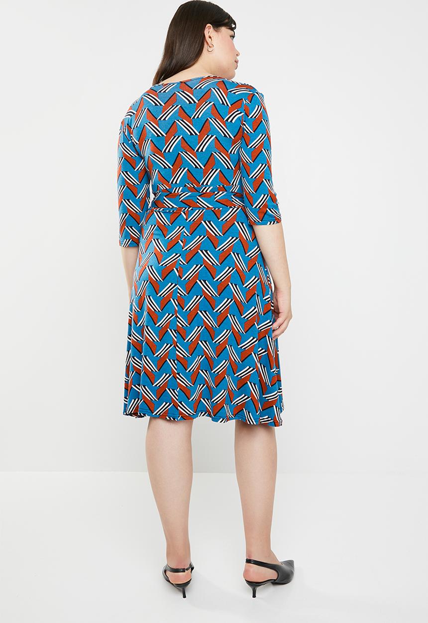 edit Plus - Mock wrap dress - multi