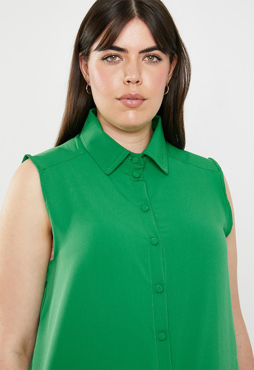 edit Plus - Front button shirt - green