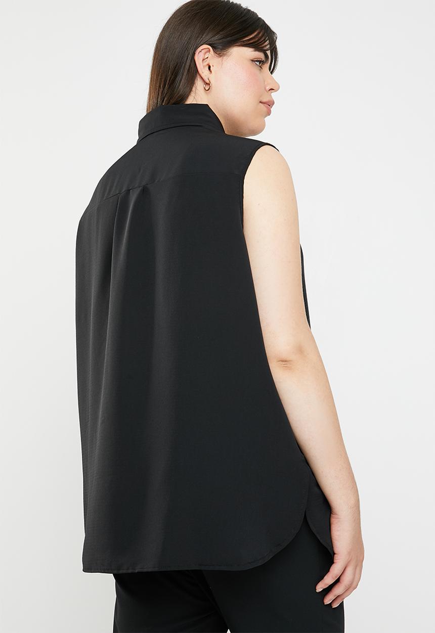 edit Plus - Front button shirt - black