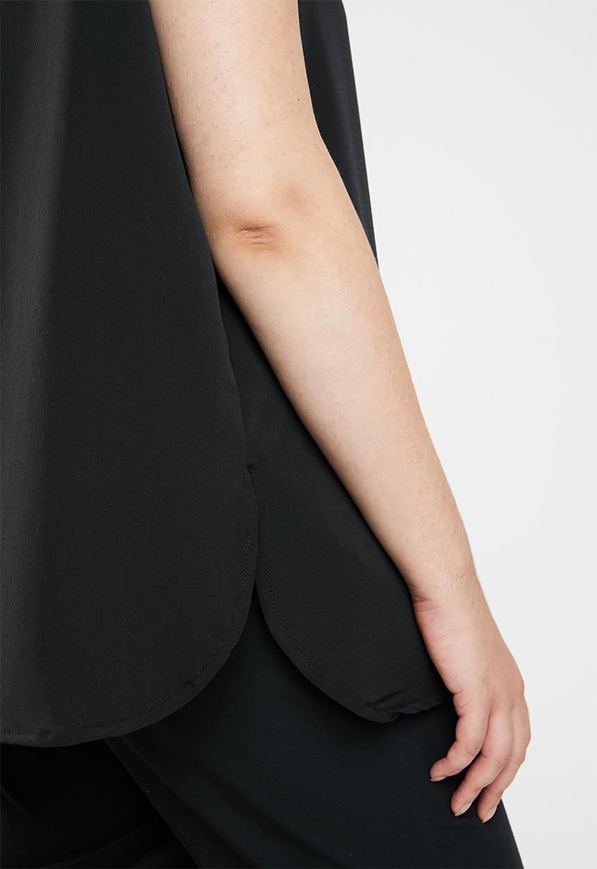 edit Plus - Front button shirt - black