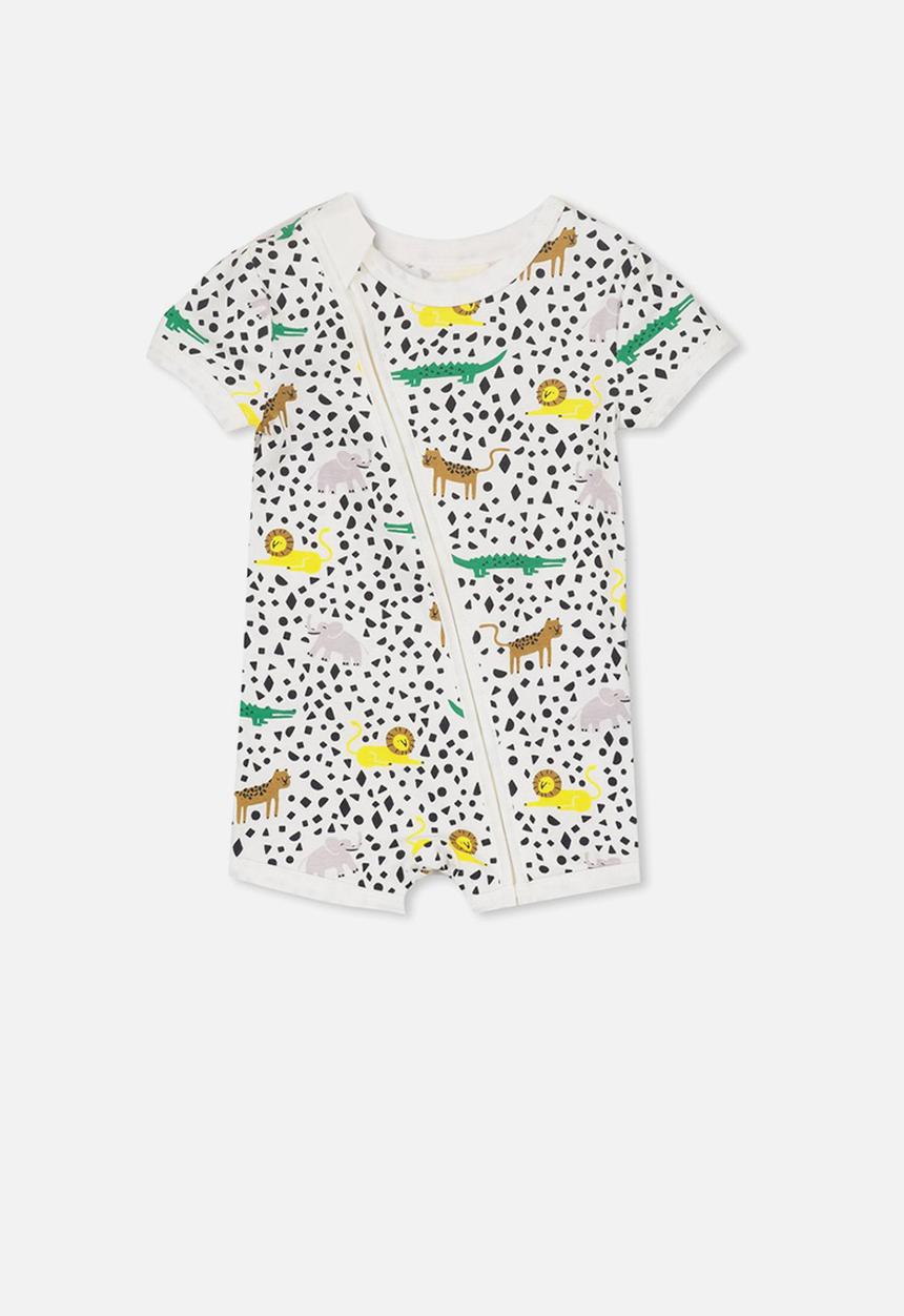Cotton On - Mini short sleeve zip through romper - white 