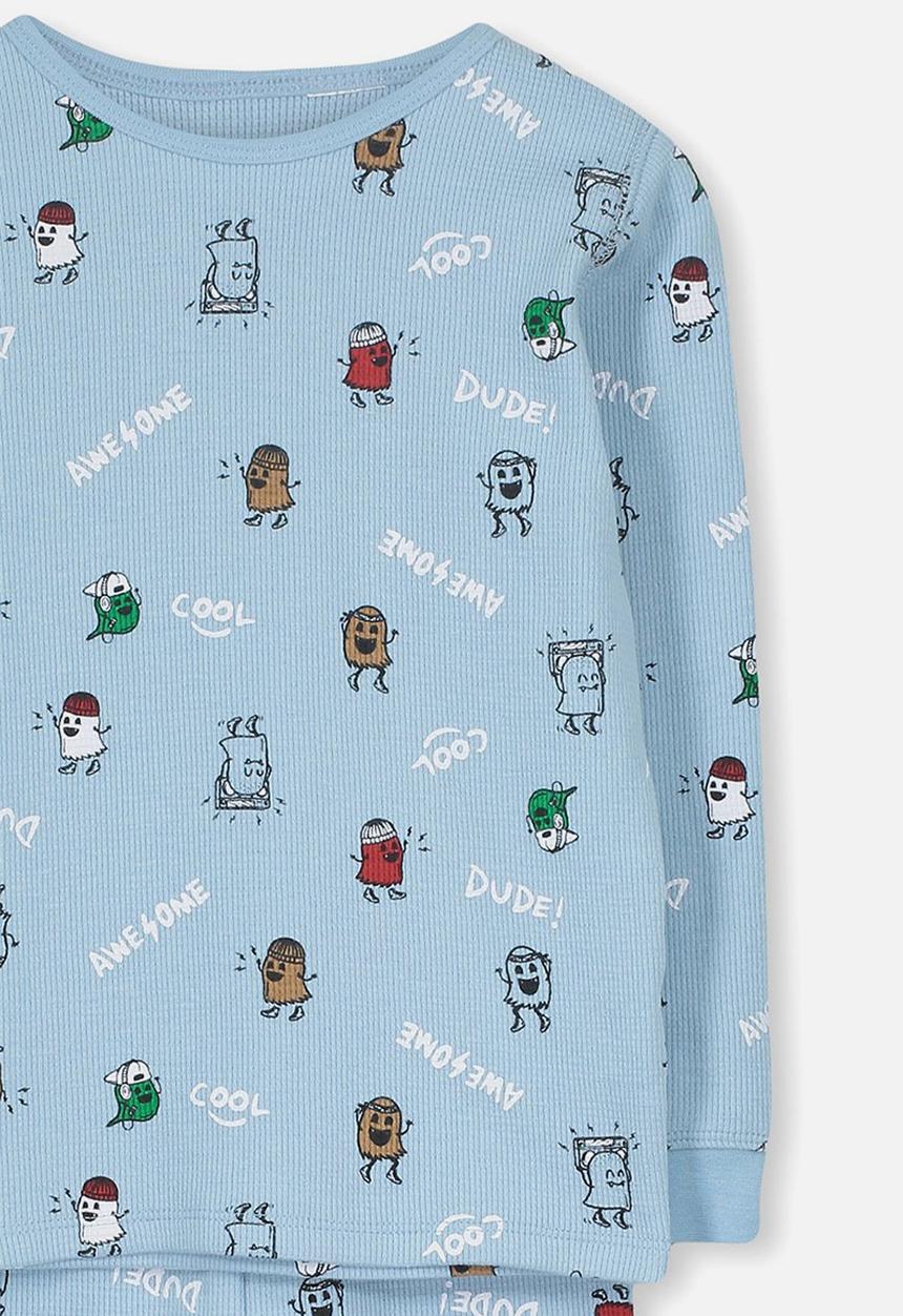 Cotton On - Jack boys long sleeve waffle pyjama set - blue 