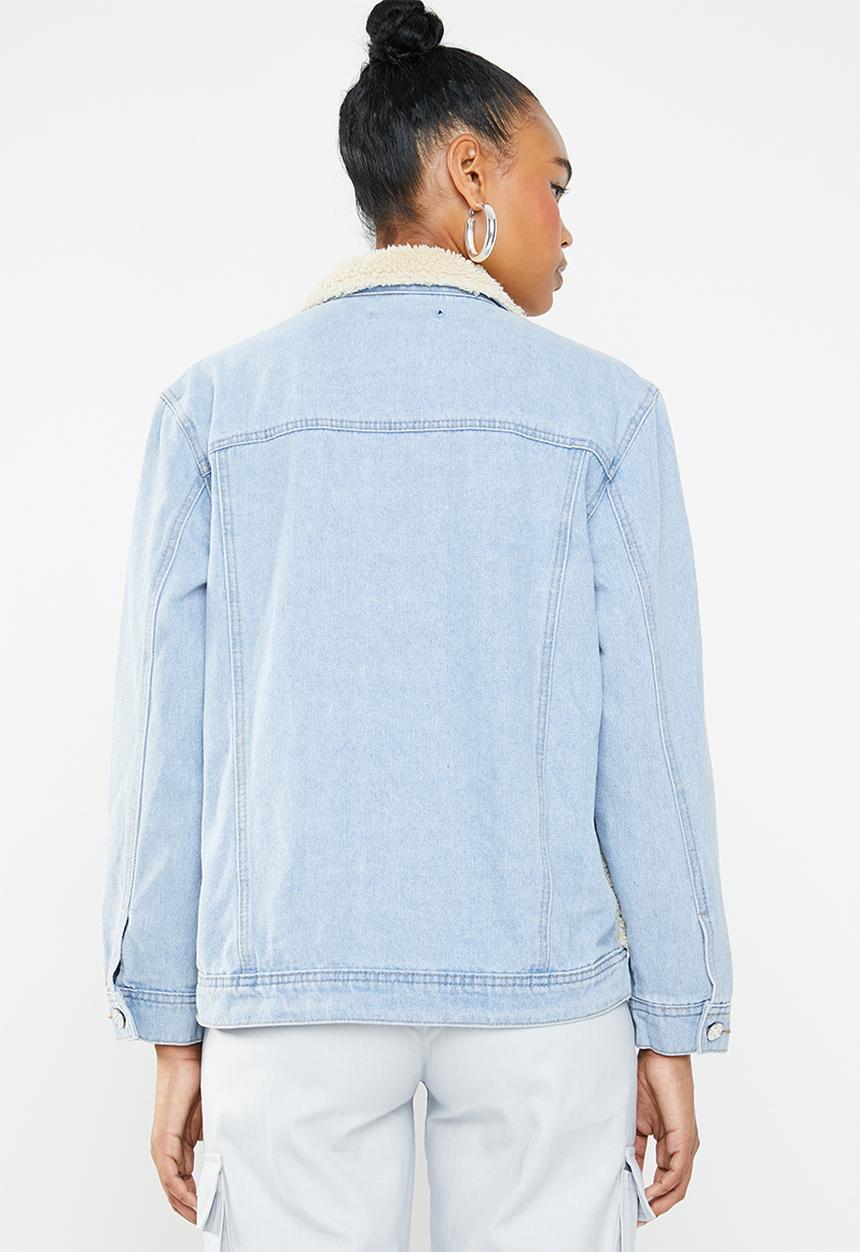 Missguided - Oversized borg body denim jacket - blue