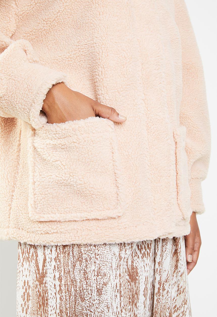 Missguided - Borg aviator jacket with contrast collar - beige
