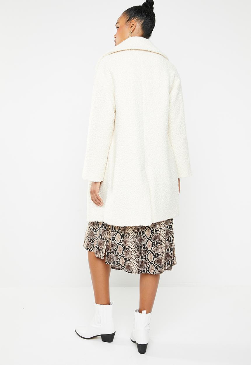 Missguided - Oversized boucle coat - white