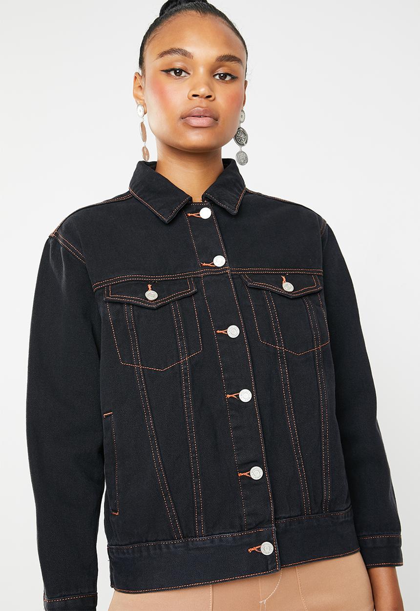 Missguided - Contrast stitch oversized denim jacket - blue