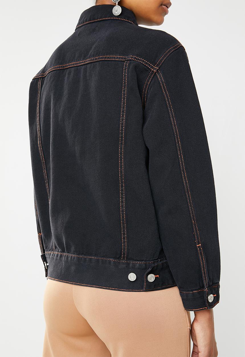 Missguided - Contrast stitch oversized denim jacket - blue