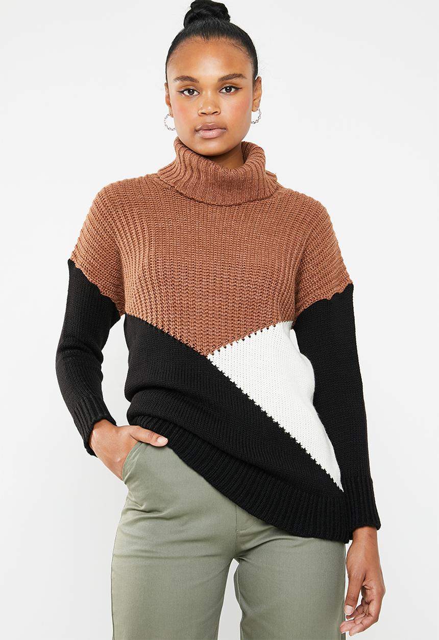 Superbalist - Colour block knit - rust black & cream