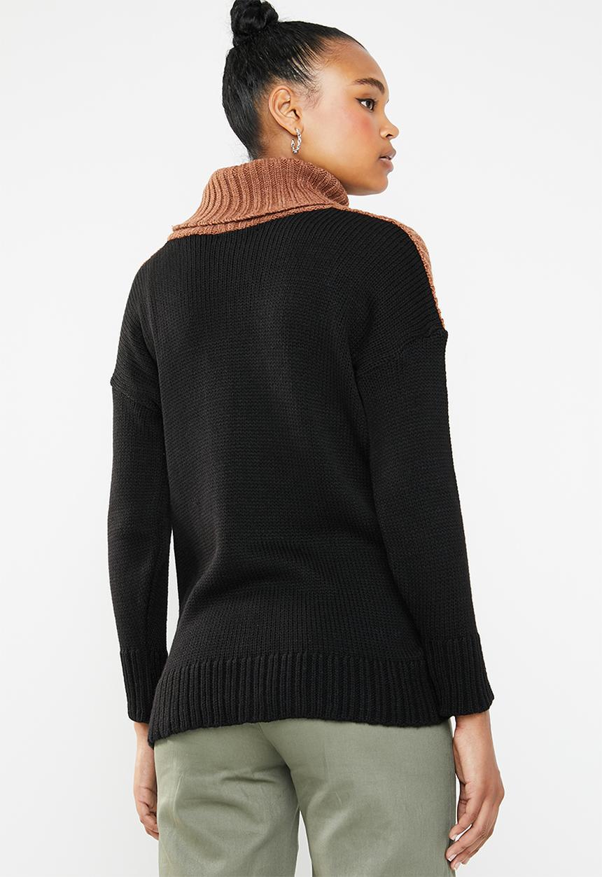 Superbalist - Colour block knit - rust black & cream