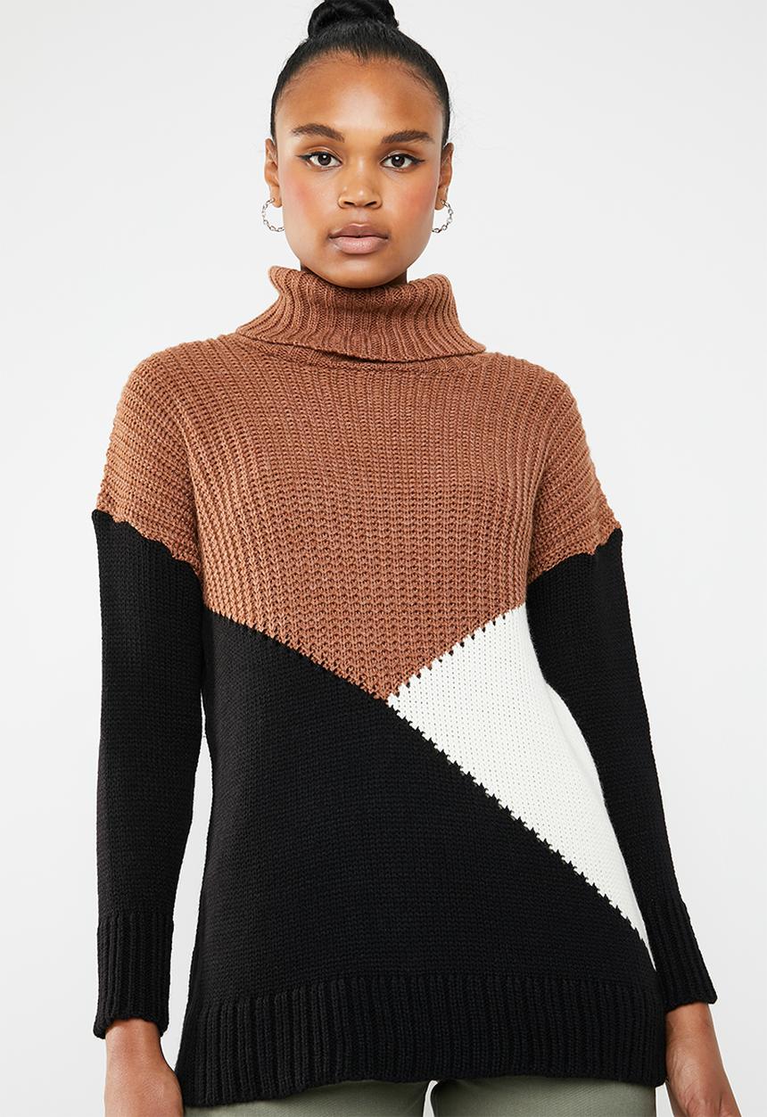 Superbalist - Colour block knit - rust black & cream