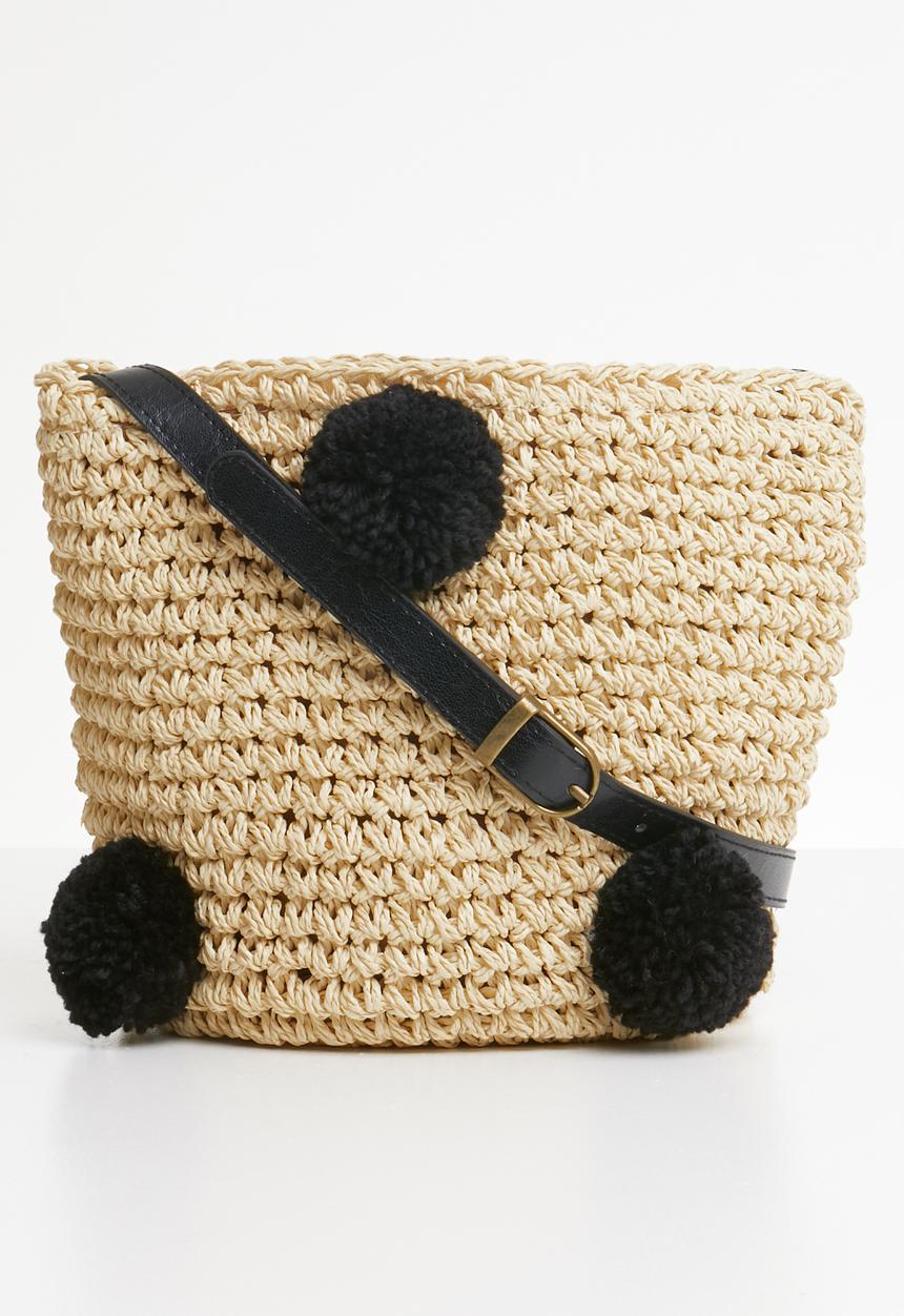 Superbalist - Gia staw bag with pom pom - neutral