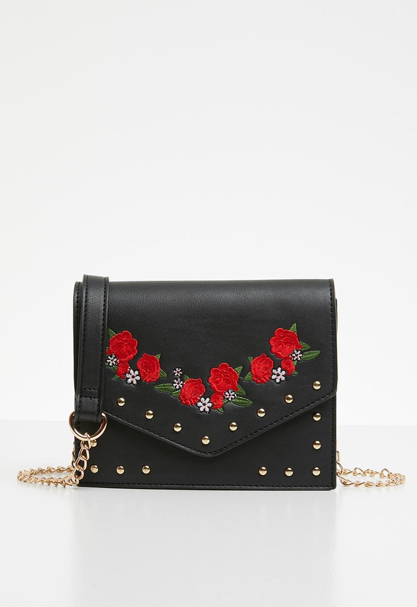 Superbalist - Embroidered clutch bag - black