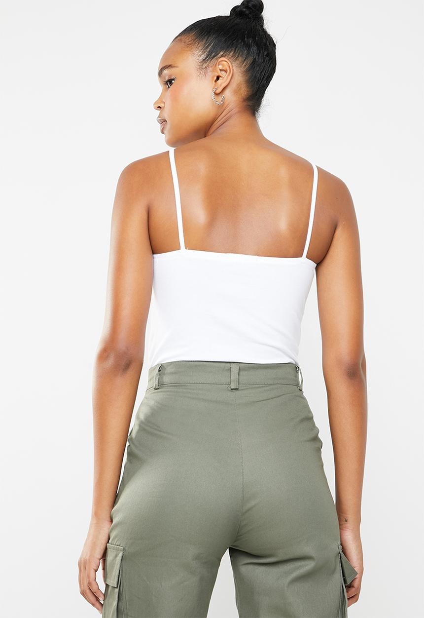 Superbalist - 2 Pack square neck cami bodysuit - white and black
