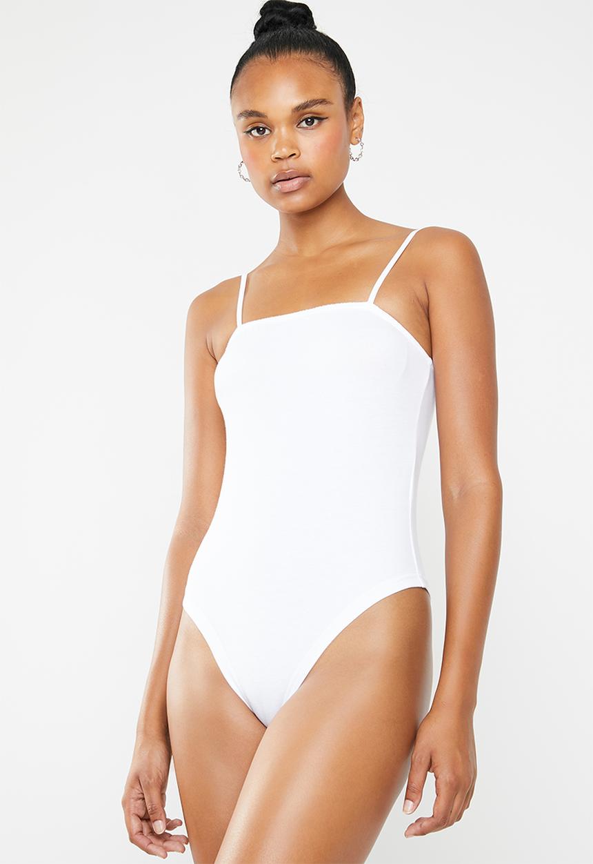 Superbalist - 2 Pack square neck cami bodysuit - white and black